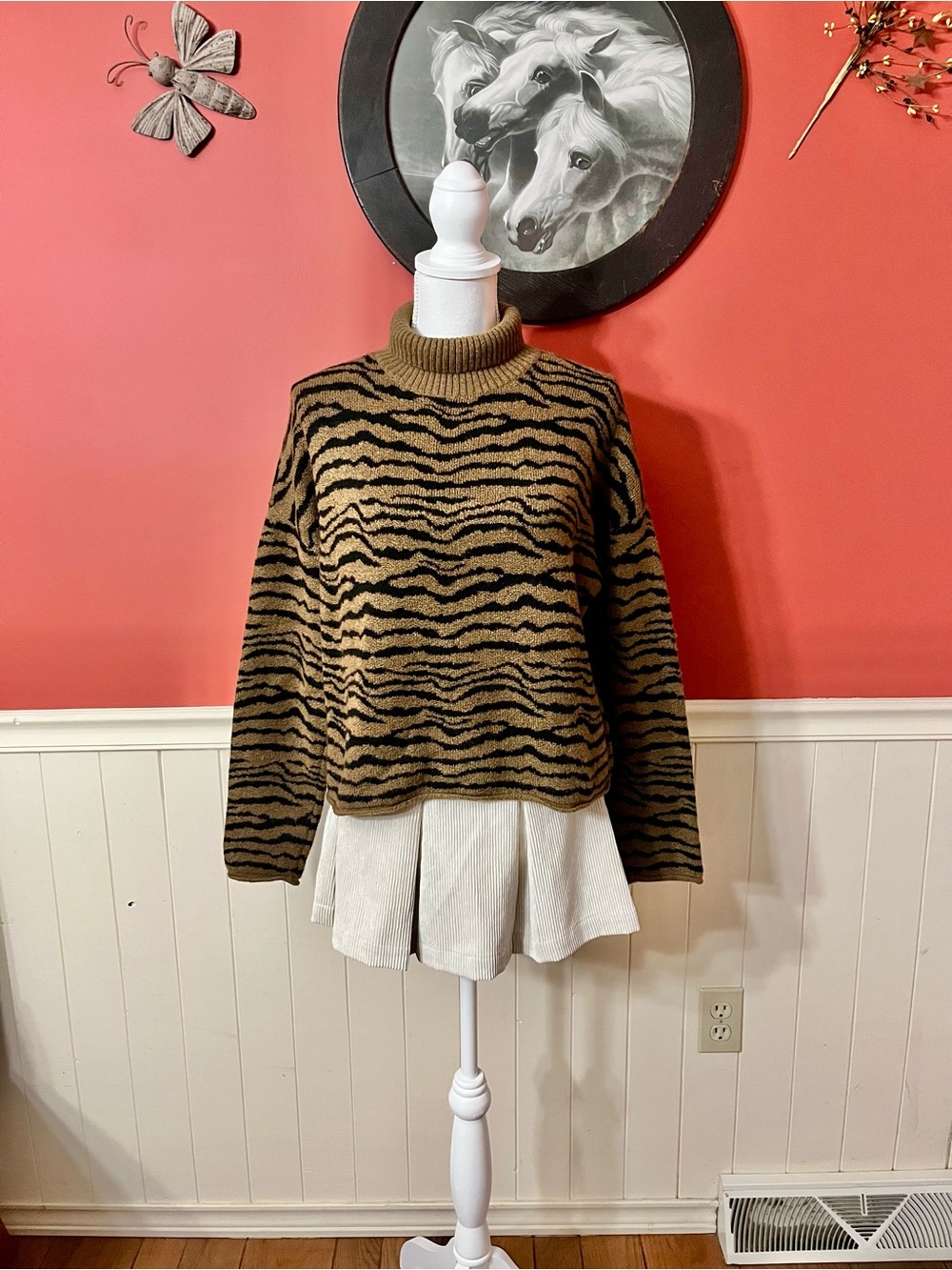 NWT Lou and Grey Brown and Black Zebra Striped Sweater Size Small